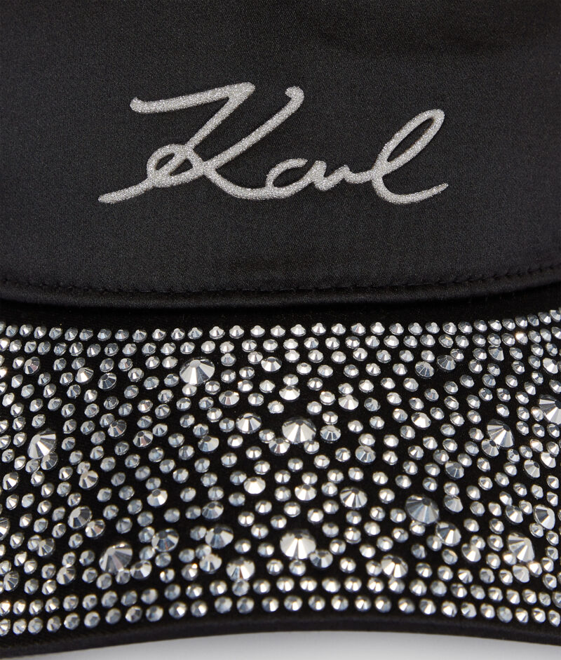 Casquette Karl Lagerfeld Signature avec Visière à Strass K : Élégance Raffinée